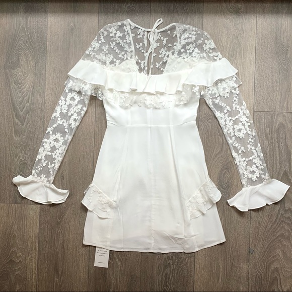 For Love & Lemons Rosebud Embroidery Mini Dress Ivory Size XS - Picture 16 of 17